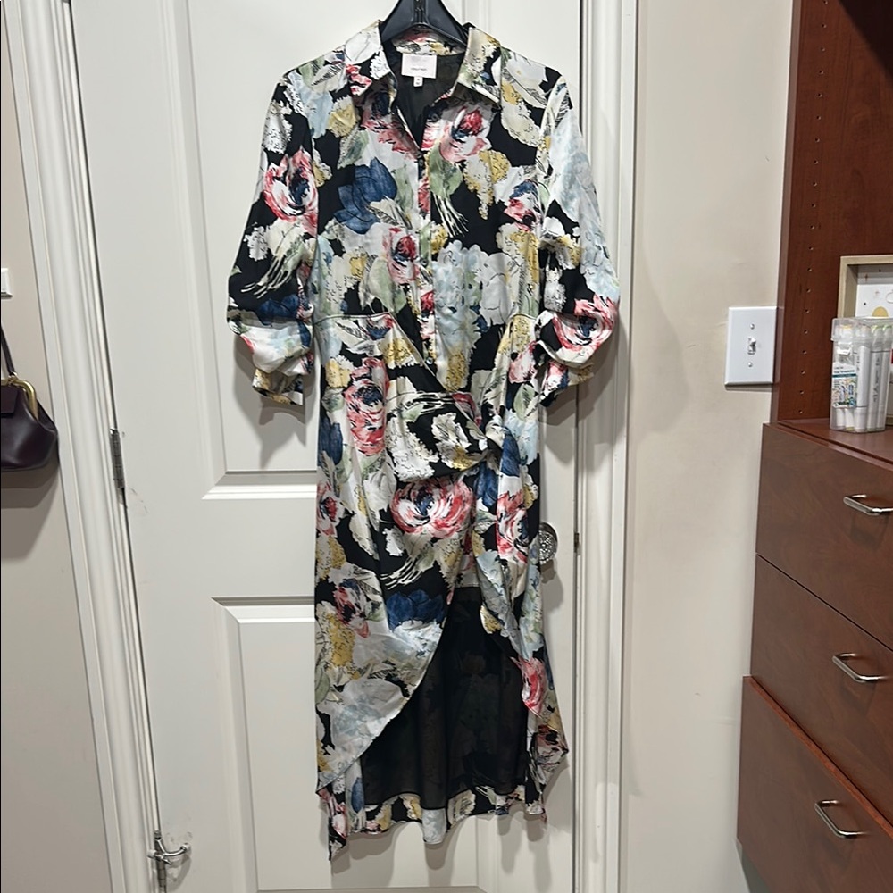 Cinq à Sept Black Floral High Low Dress